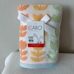 NWT - Caro Home 2pk Rainbow Tulip Rows Hand Towels